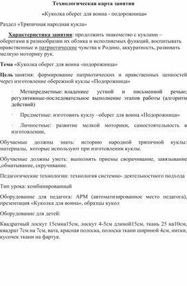 Обложка для материала Занятие по дополнительному образованию:«Куколка оберег для воина - подорожница».