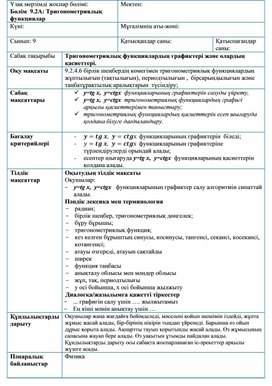 1функциялардың графиктері және олардың қасиеттері.