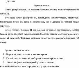 "Контрольный диктант. 3 класс . 4 четверть"