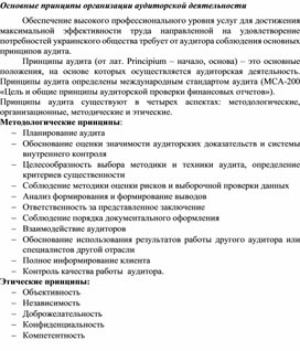 Обложка для материала Основные принципы организации аудиторской деятельности