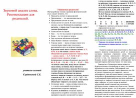 Обложка для материала Звуковой анализ слова. Рекомендация для родителей