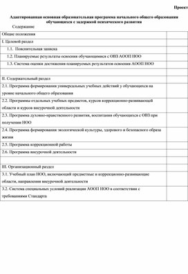 Адаптированная основная образовательная программа начального общего образования обучающихся с задержкой психического развития