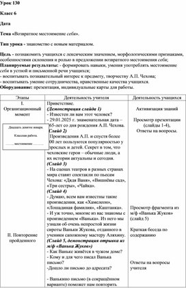 Обложка для материала Урок русского языка в 6 классе по теме "Себя"