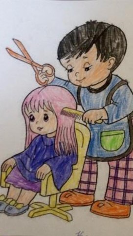 Обложка для материала Рисунок "На приёме у парикмахера"