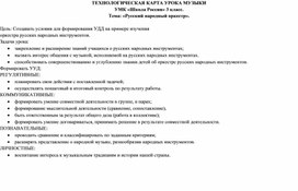 ТЕХНОЛОГИЧЕСКАЯ КАРТА УРОКА МУЗЫКИ УМК «Школа России» 3 класс. Тема: «Русский народный оркестр».