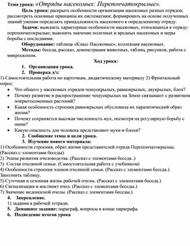 Конспект отряды насекомых