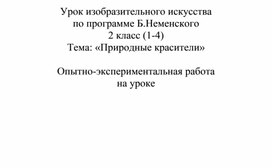 Урок по ИЗО "Природные красители"