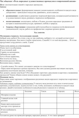 «Роль народных художественных промыслов в современной жизни»