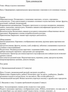 Обложка для материала Конспект урока домоводства для детей с ОВЗ  Тема: Отделы магазина