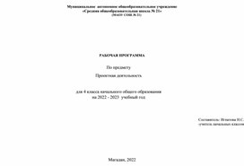Обложка для материала РАБОЧАЯ ПРОГРАММА  по предмету проектная деятельность