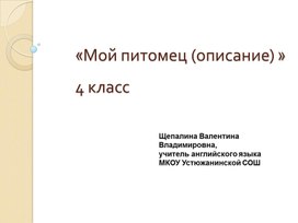 Обложка для материала Презентация к уроку  английского языка «Мой питомец (описание) » 4 класс