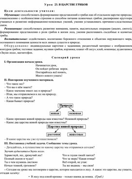 Урок 23 В царстве грибов.