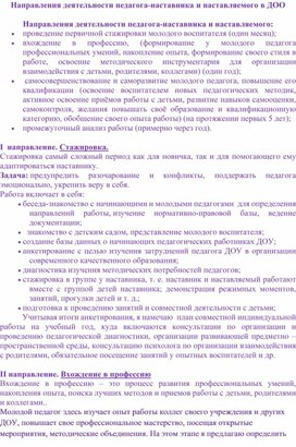 Обложка для материала Направления деятельности педагога-наставника и наставляемого в ДОО