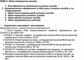Обложка для материала ТЕМА 6. Облік необоротних активів