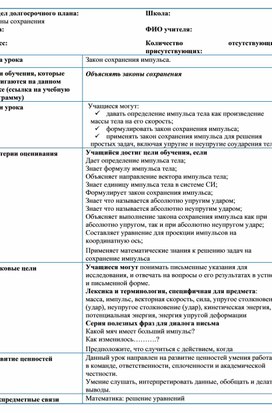 Обложка для материала Законы сохранения импульса и механической энергии_ план урока