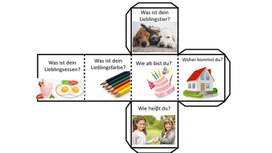 Кубики для игры на уроках немецкого языка в начальной школе "Что мы можем сообщить о себе?"