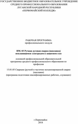 15.01.05 Сварщик ПМ.03