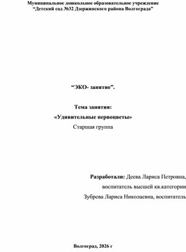 Обложка для материала "Удивительные первоцветы" эко-занятие