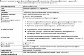 Обложка для материала Технологическая карта урока физической культуры во 2 классе по теме «Комплексы физических упражнений».