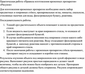 Практическая работа «Правила изготовления временных препаратов» «Рисунок»