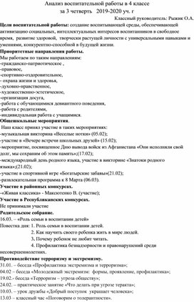 Анализ воспитательной работы за 3 четверть в начальных классах