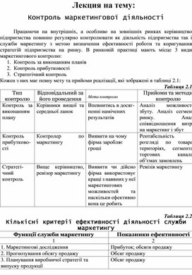 Обложка для материала Лекция на тему: Контроль маркетингової діяльності
