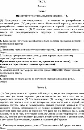 Тест для 7 класса по русскому языку