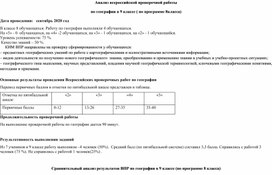 Обложка для материала Анализ ВПР по географии в 9 классе за 8 класс 2020год