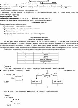 Обложка для материала Разработка и программирование задач на разветвляющую структуру