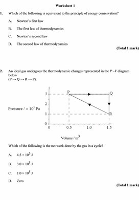 Thermodynamic work Worksheet 1