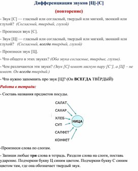 Логопедическое занятие: "Дифференциация звуков [Ц]-[С]" (повторение))