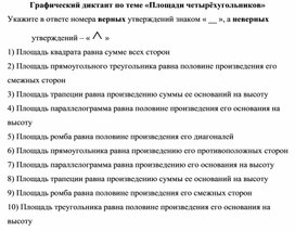 Графический диктант по теме "Площади четырёхугольников" (геометрия, 8 класс)