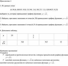 Обложка для материала Функция квадратного корня_Приложение 1 к уроку №1