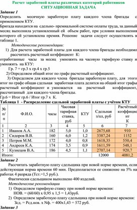 Обложка для материала Расчет заработной платы различных категорий работников СИТУАЦИОННАЯ ЗАДАЧА