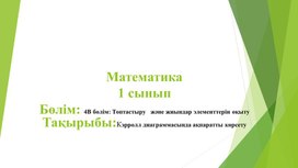 Обложка для материала 1Мжәне жиындар элементтерін оқытуКэрролл диаграммасында ақпаратты көрсету ПРЕЗЕНТАЦИЯ