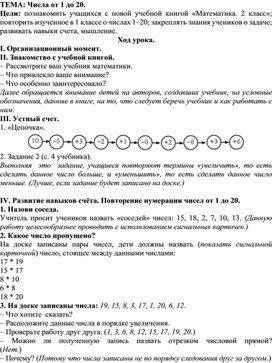 Обложка для материала Урок математики. Числа от 1 до 20.