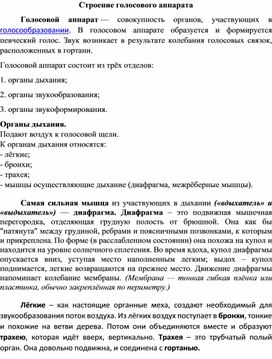Обложка для материала Методическая разработка "Голосовой аппарат"