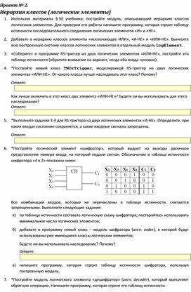 Обложка для материала Проект № 2. Иерархия классов (логические элементы)