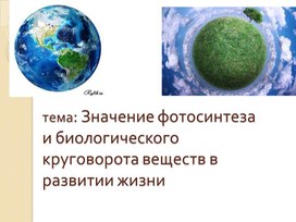 Обложка для материала Значения фотосинтеза