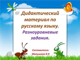 Обложка для материала Презентация по русскому языку. Разноуровневые задания. Дидактический материал.