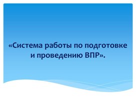 Обложка для материала Система работы по подготовке и проведения ВПР