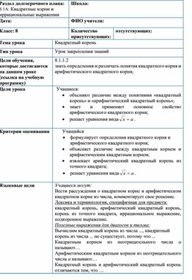 Обложка для материала Квадратный корень_Разработка урока №2 (1)