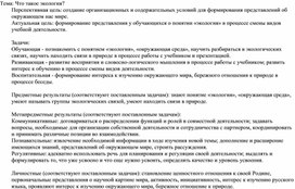 Обложка для материала Конспект урока по окружающему миру по теме "Что такое экология?"