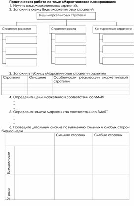 Обложка для материала Задание для практической работы "Маркетинговое планирование" для студентов специальности 38.02.04 "Коммерция"