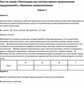 Обложка для материала Тест по темам по русскому языку