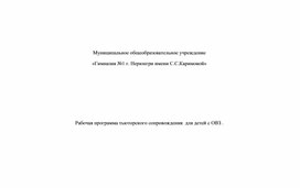 Рабочая программа тьюторского сопровождения  для детей с ОВЗ .