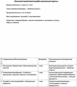 Обложка для материала Конспект по физической культуре раздел самбо " Веселые стрты"