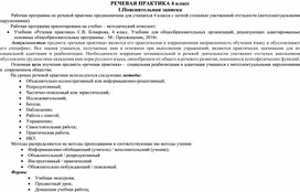 Обложка для материала Рабочая программа по предмету Речевая практика. 4 класс. Адаптированная программа. Вариант 1