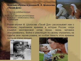 Обложка для материала Женские образы в романе М. Шолохова " Тихий Дон"