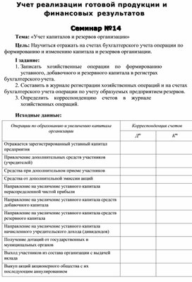Обложка для материала Учет реализации готовой продукции и финансовых результатов  Семинар №14